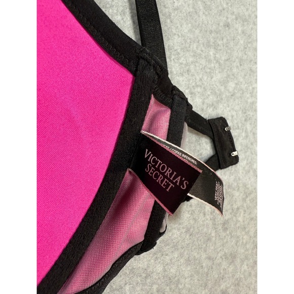 Victoria's Secret Very Sexy Push Up Pigeonant Bra 32DDD Hot Pink Gray Colorblock - Picture 7 of 14